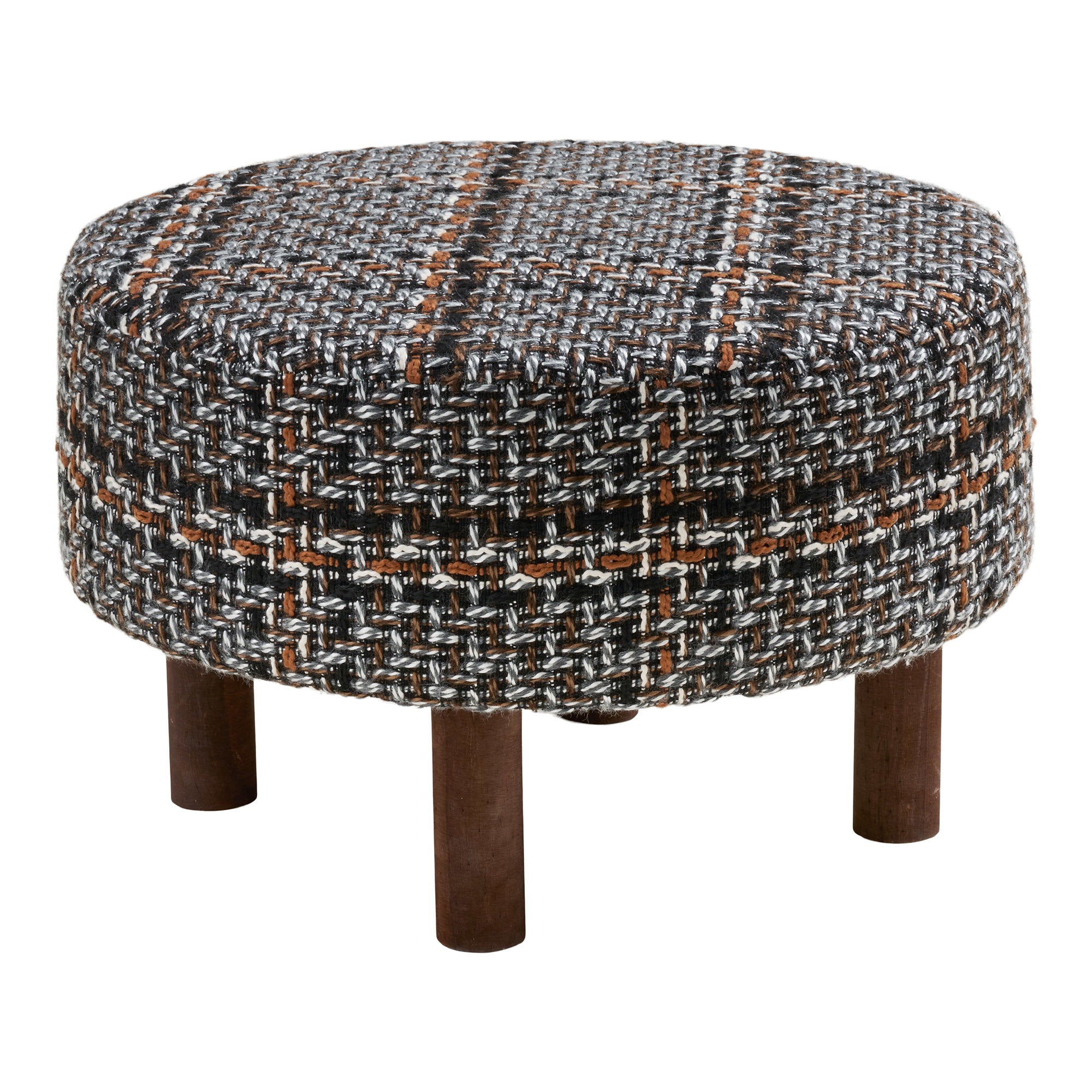 Falkirk Pouf — Black / White / Brown