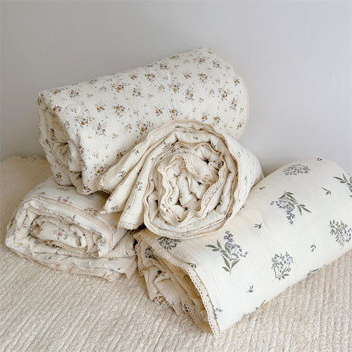 Ins Style Floral Pure Cotton Summer Quilt Class A Double Layer Yarn