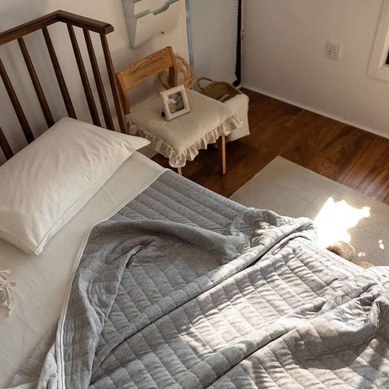 Japanese Summer Quilt, Indian Cotton Summer Cool Quilt, Air Conditioner Quilt, Summer Blanket, Pure Cotton Striped Quilt