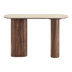 Delphi Console Table — Travertine / Dark brown
