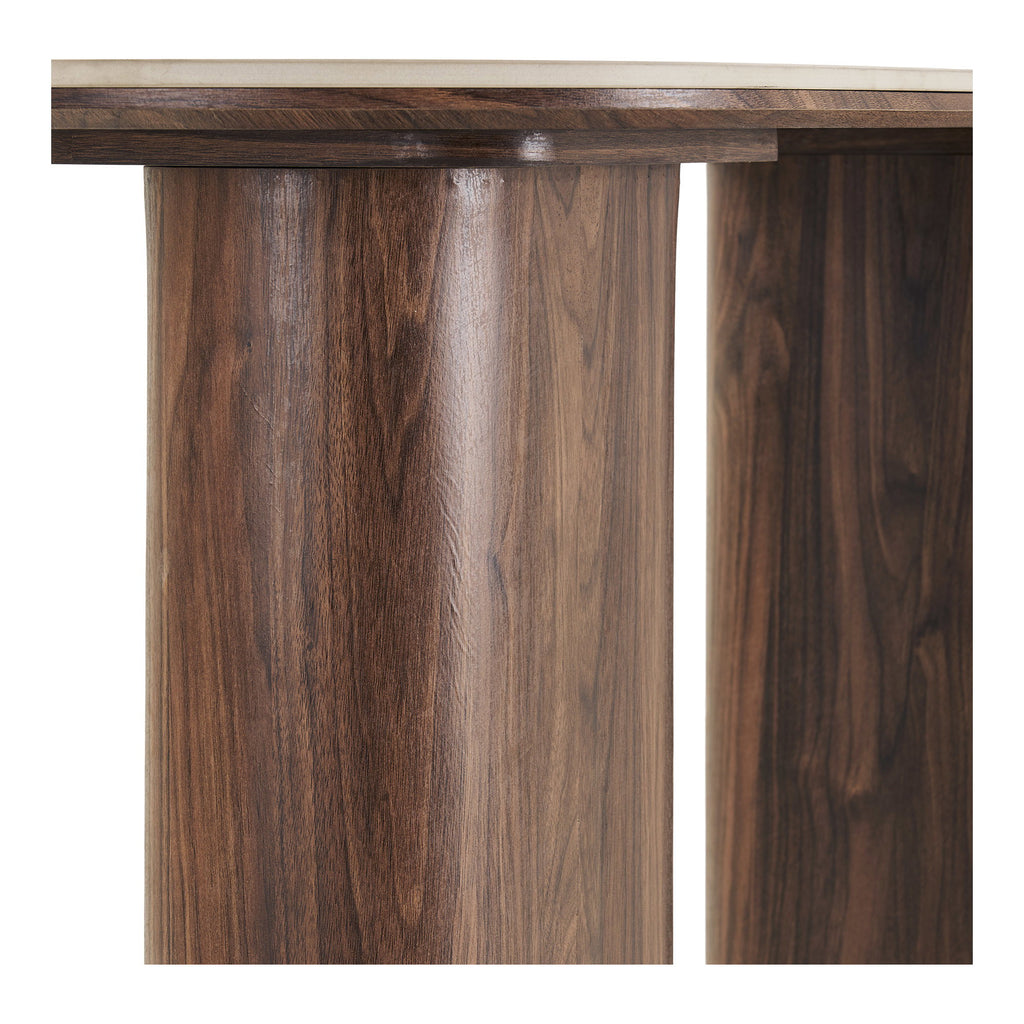 Delphi Console Table — Travertine / Dark brown