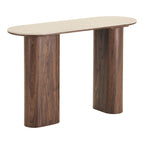 Delphi Console Table — Travertine / Dark brown