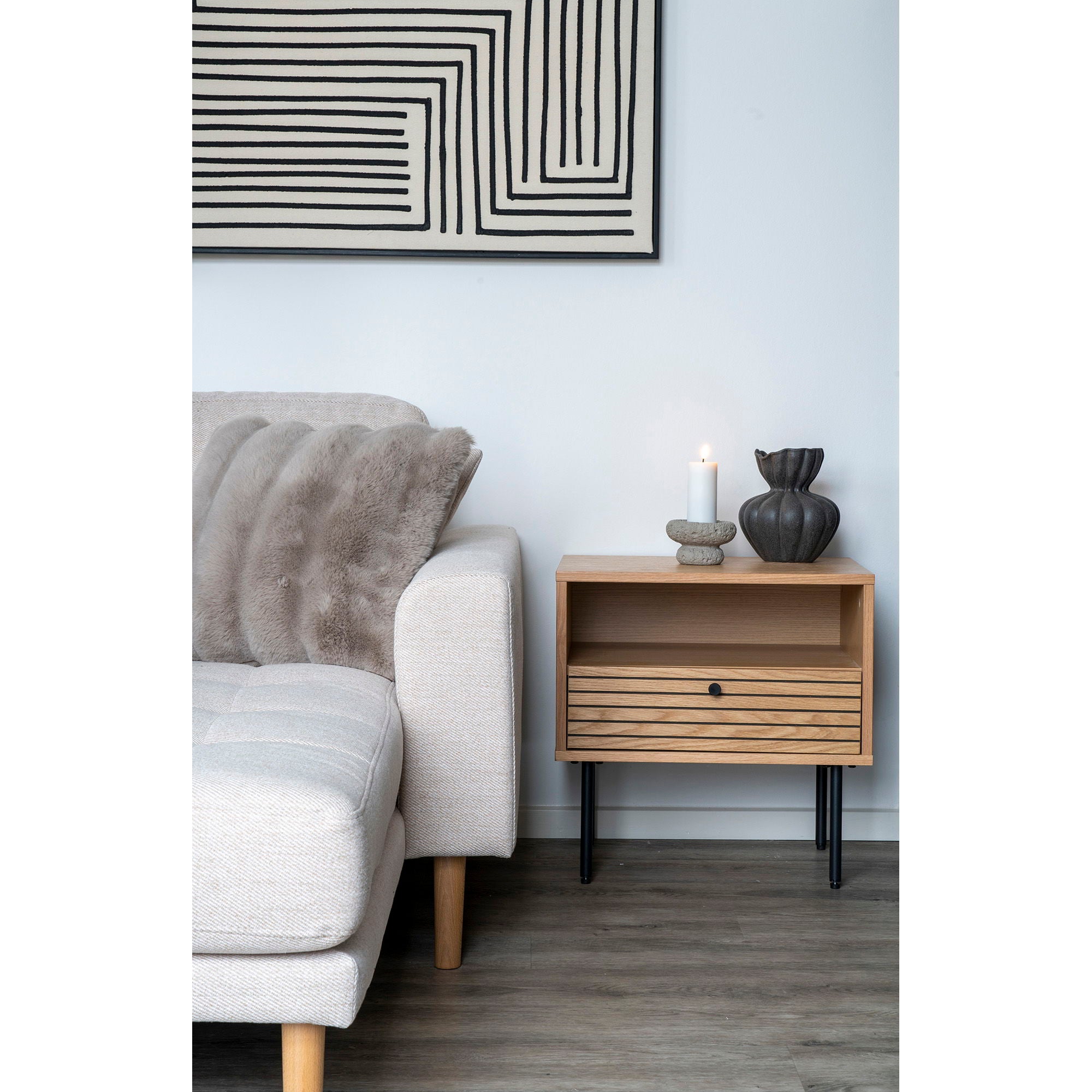 Galena Cushion - Cushion, artificial fur, grey 45x45 cm