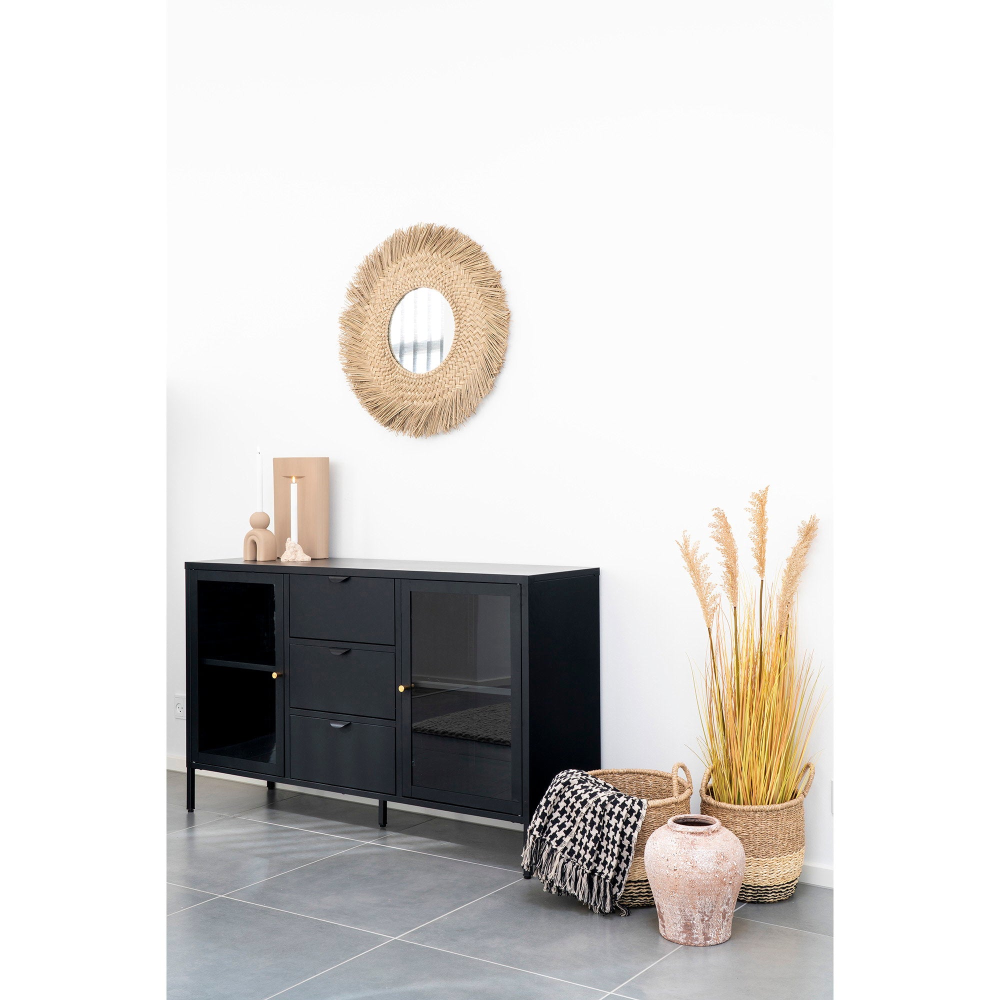 Side Plaid — Black / Beige