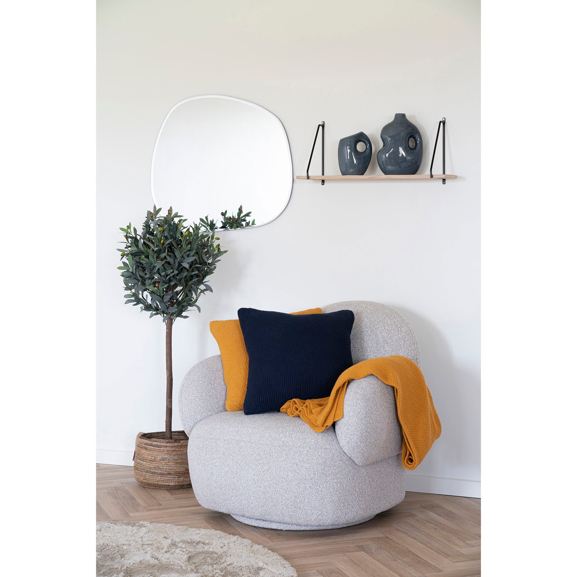 Santos Plaid - Plaid, recycled cotton, ochre 130x170 cm