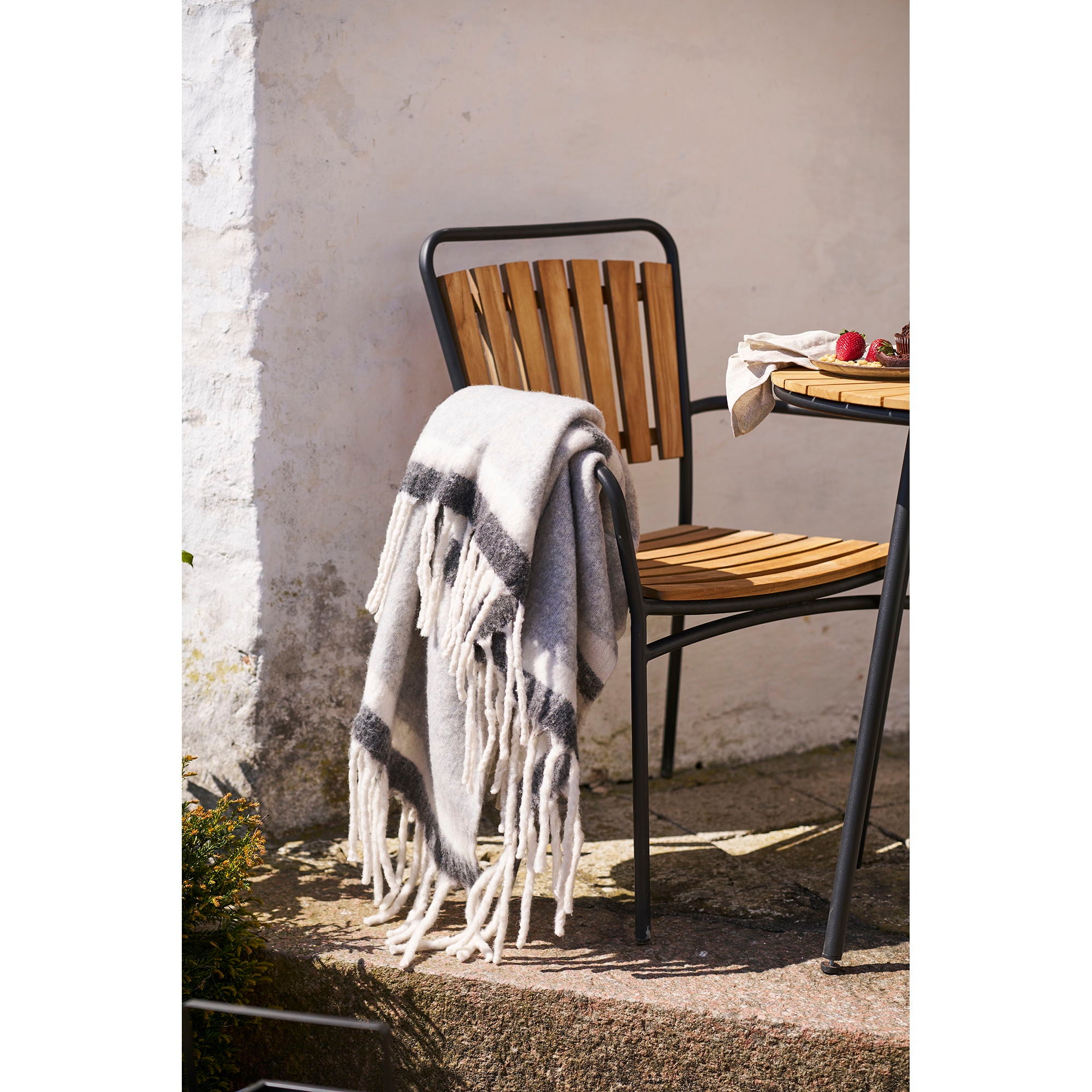 Carmel Plaid - Plaid, wool mix, grey/white 130x170 cm