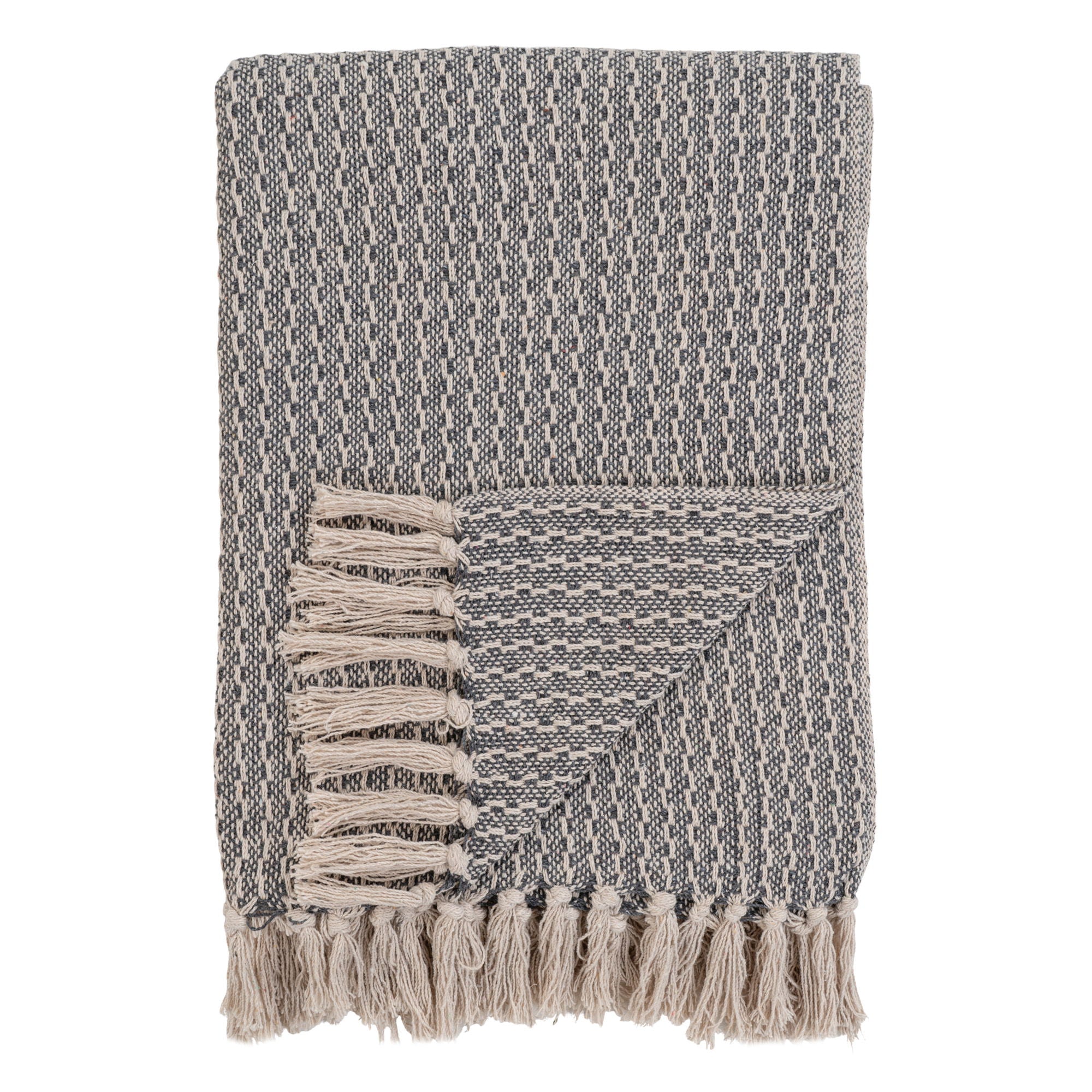 Cort Plaid - Plaid, cotton, dark grey/white, design C 130x160 cm