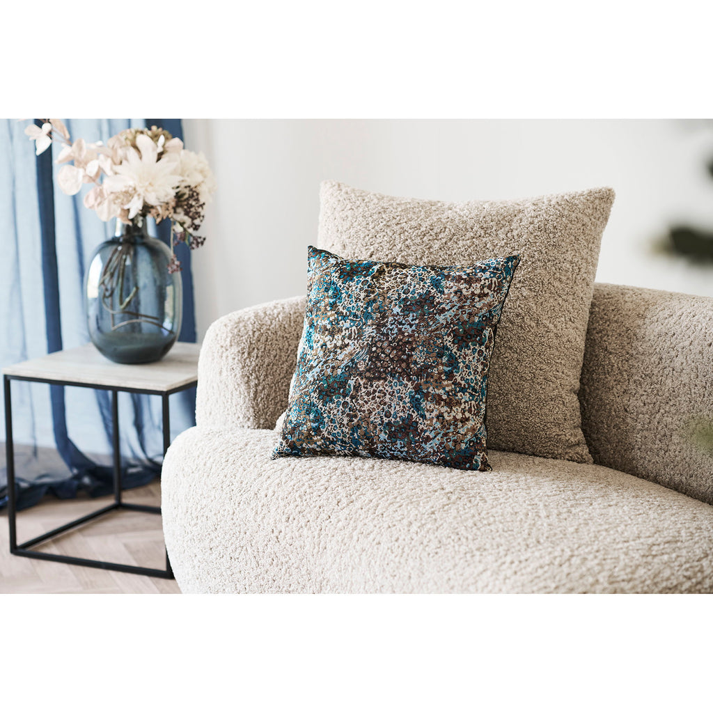 Blossom Cushion — Blue / Brown