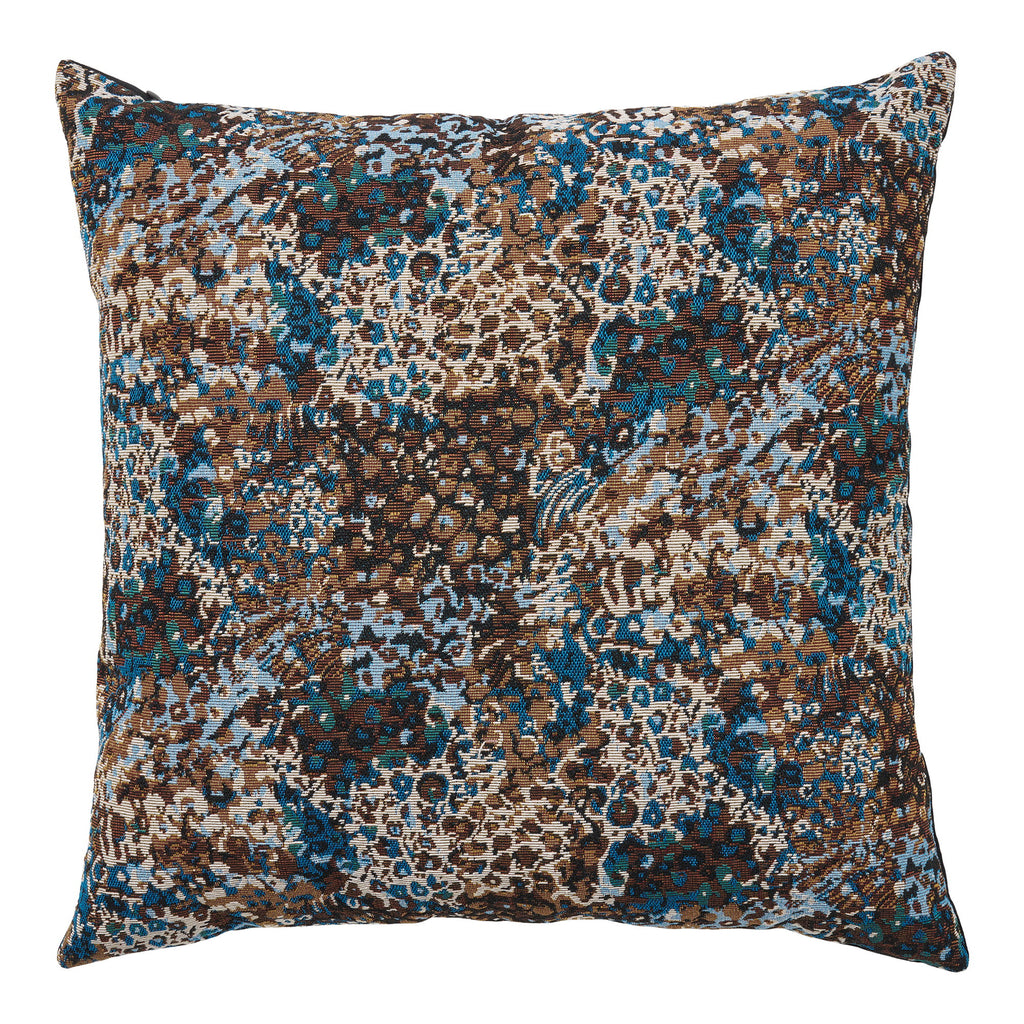 Blossom Cushion — Blue / Brown
