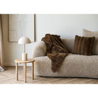 Galena Plaid - Plaid, artificial fur, brown 130x180 cm