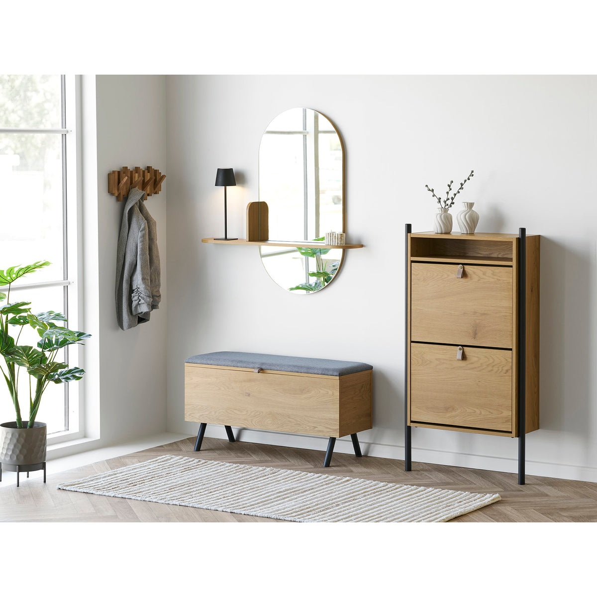 Barco Mirror with Shelf — Natural