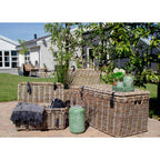 Depok Storage Trunk - Storage Trunk, kubu rattan, leather handle, grey set of 3