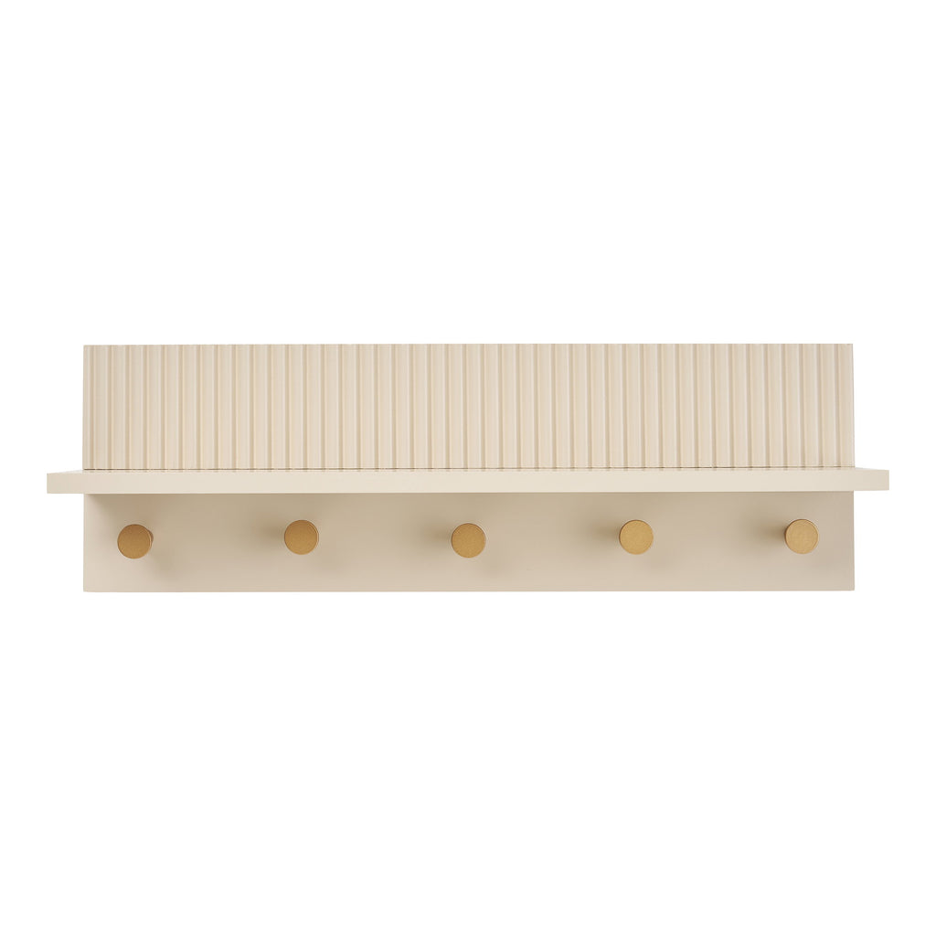 Rocca Wall Shelf with hooks — Beige
