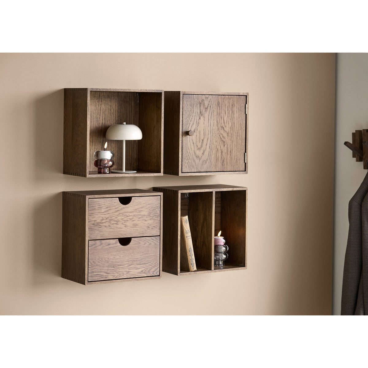 Townsville Wall Shelf with door — Dark Brown