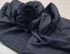 Striped Cotton Satin Duvet Cover Set - Ultra Black