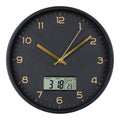 Amiens Wall  - Wall clock with digital display, black, silent movement ø25 cm