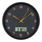 Amiens Wall  - Wall clock with digital display, black, silent movement ø25 cm