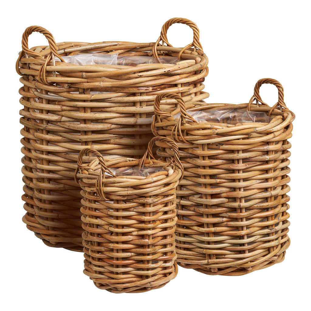 Burton Baskets - Baskets, kubu rattan, natural set of 3