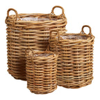 Burton Baskets - Baskets, kubu rattan, natural set of 3