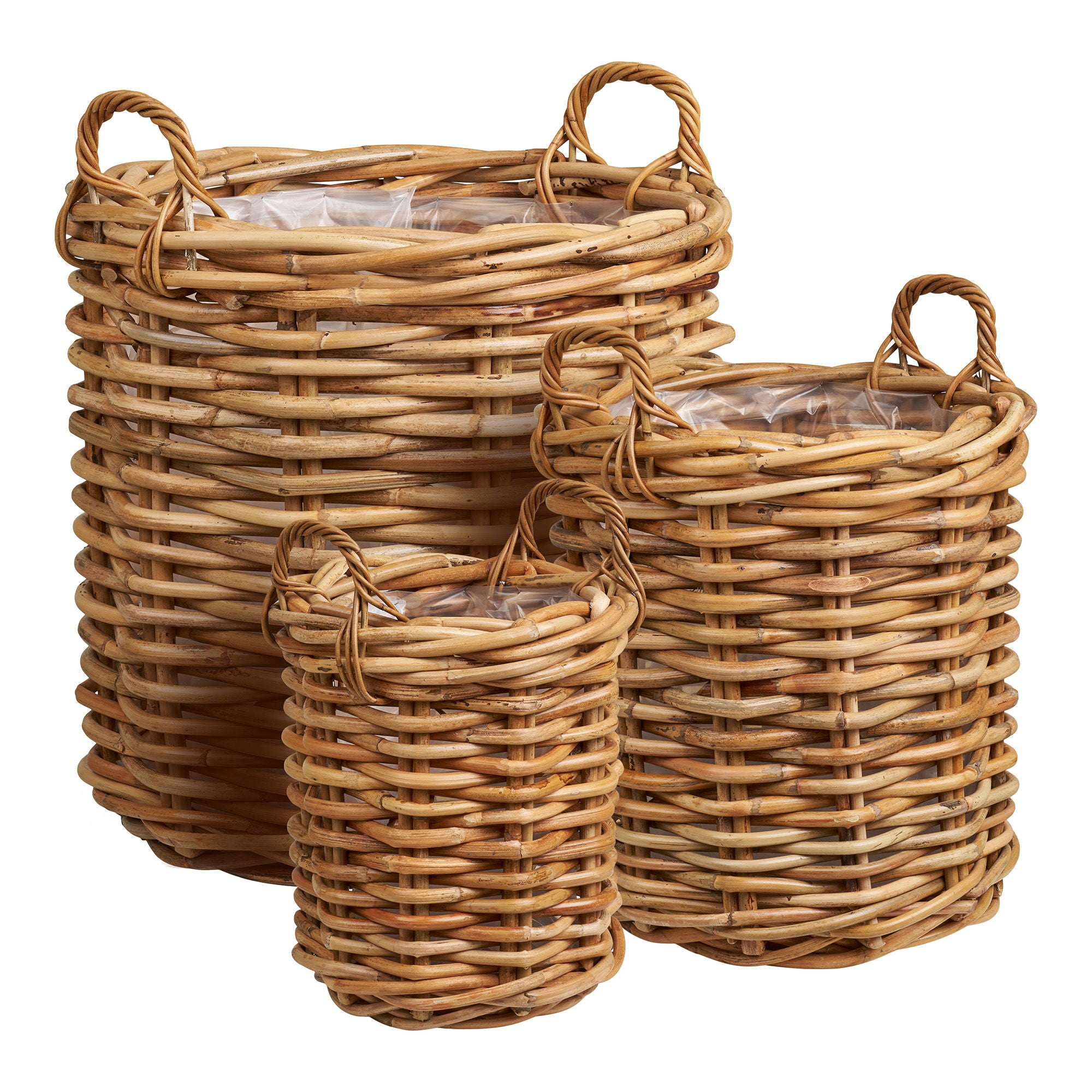 Burton Baskets - Baskets, kubu rattan, natural set of 3