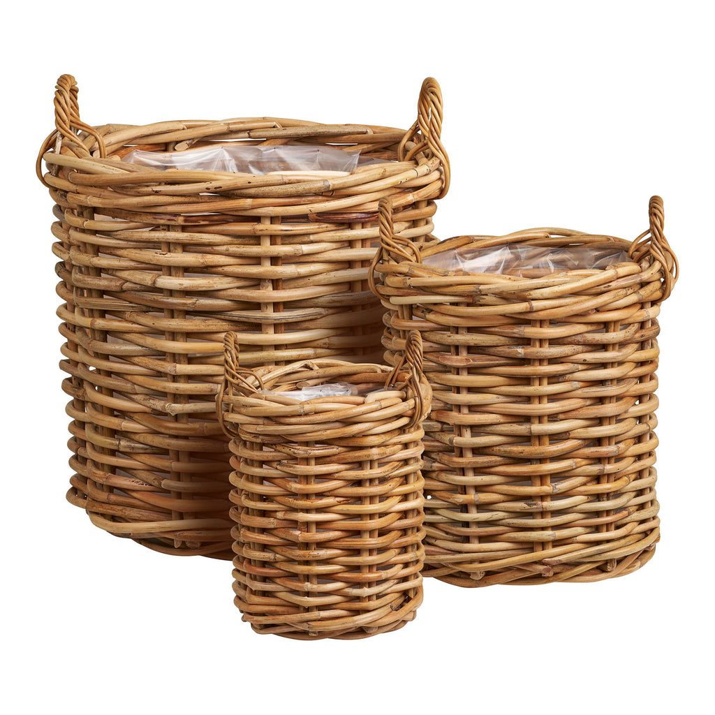 Burton Baskets - Baskets, kubu rattan, natural set of 3