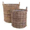Indo Baskets - Baskets, kubu rattan, natural set of 2