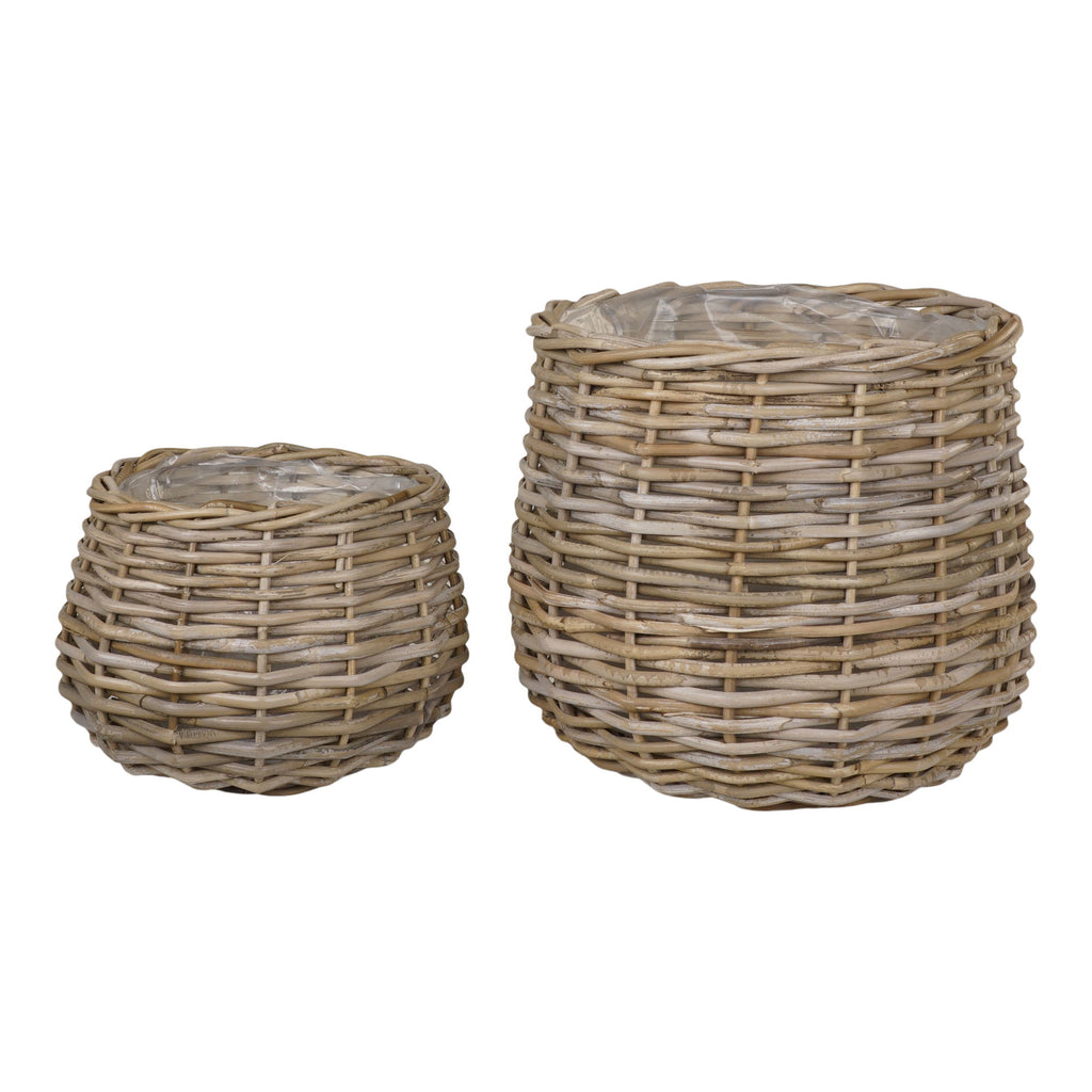 Pulo Baskets - Baskets, kubu rattan, natural set af 2