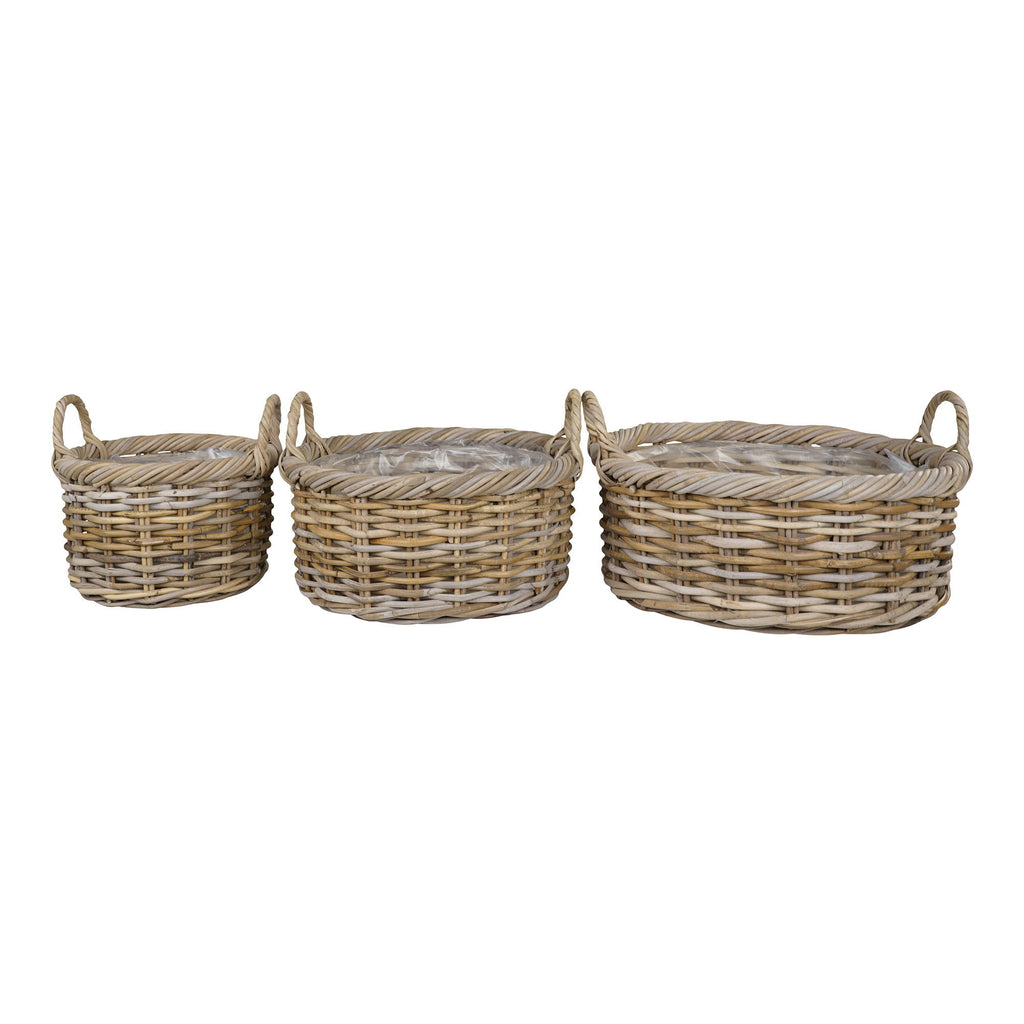 Kuta Baskets - Baskets, kubu rattan, nature set of 3