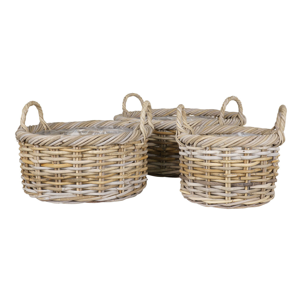 Kuta Baskets - Baskets, kubu rattan, nature set of 3