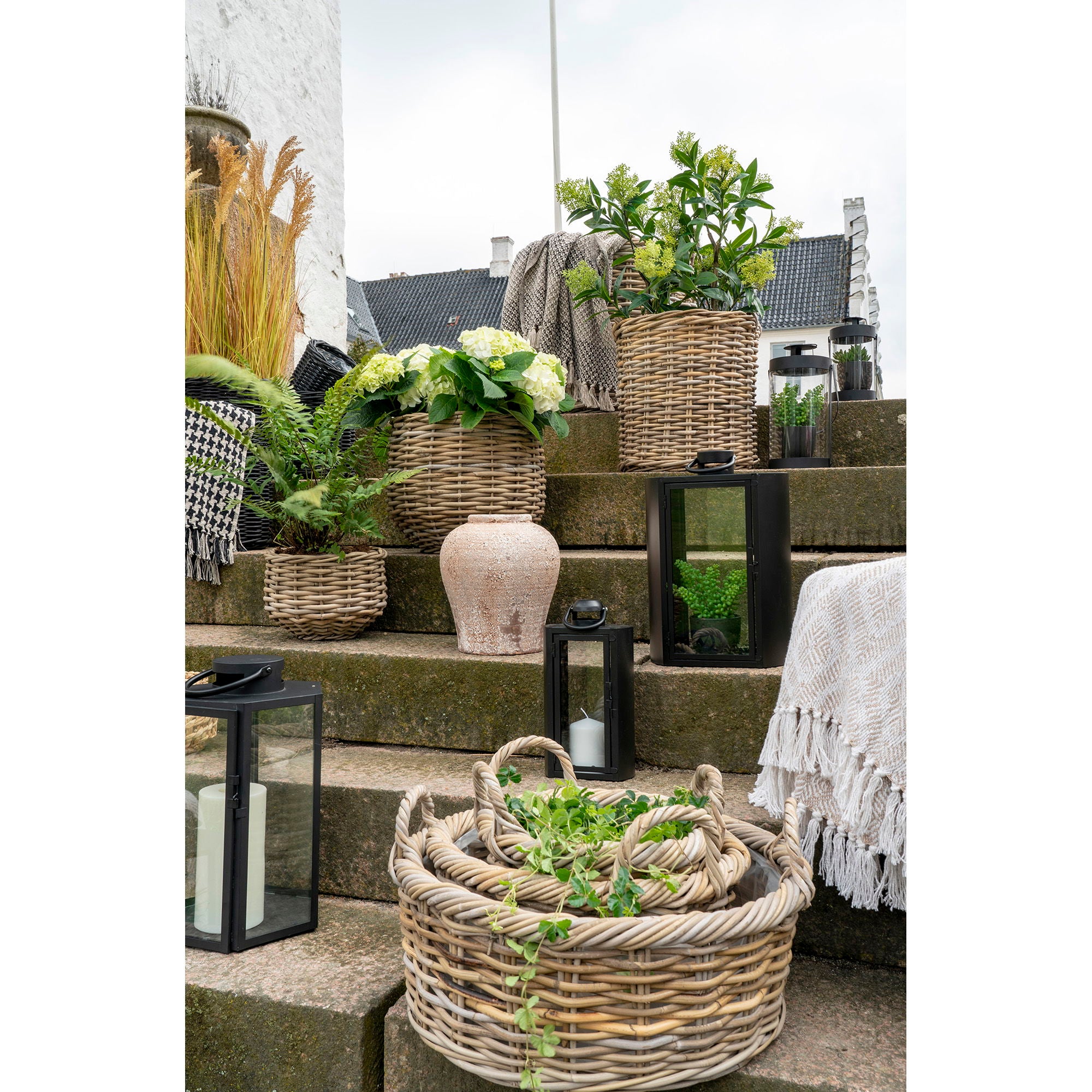 Kuta Baskets - Baskets, kubu rattan, nature set of 3