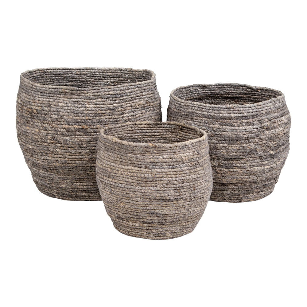 Tivoli Baskets - Baskets, maize leaves, grey set of 3
