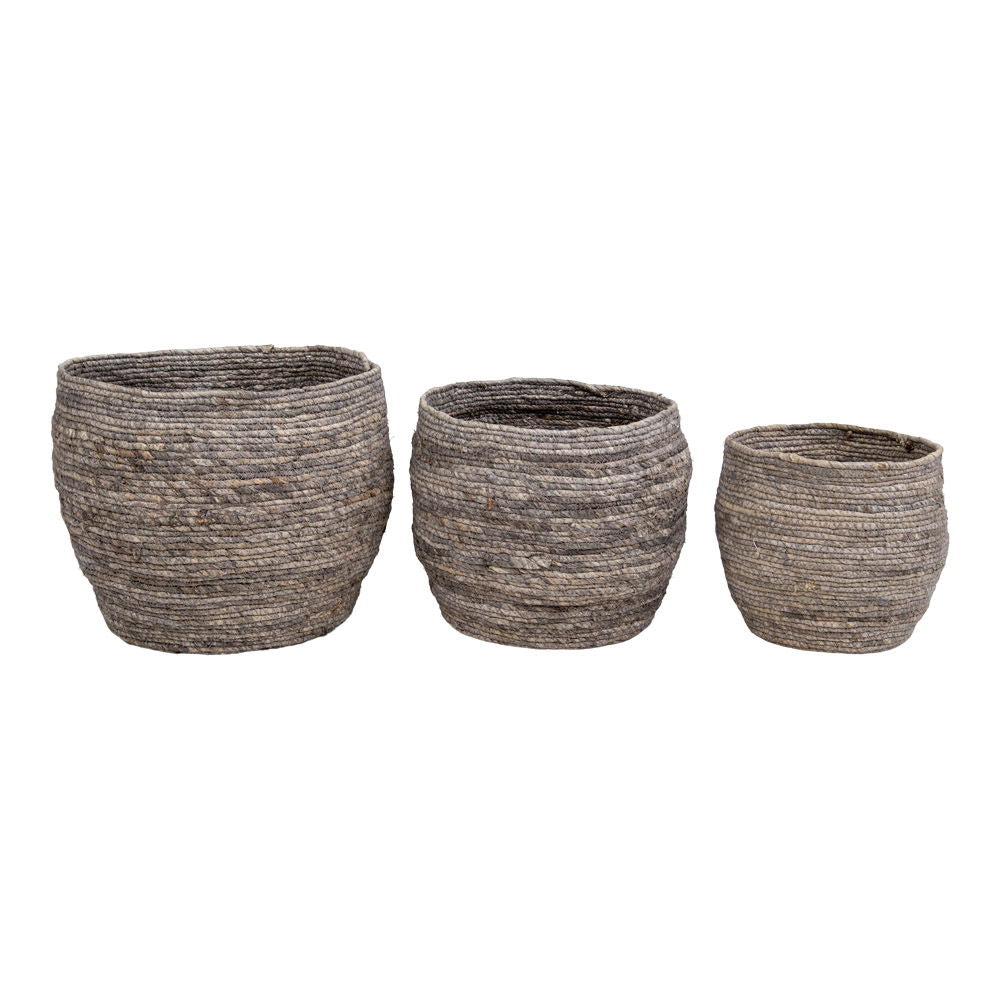 Tivoli Baskets - Baskets, maize leaves, grey set of 3