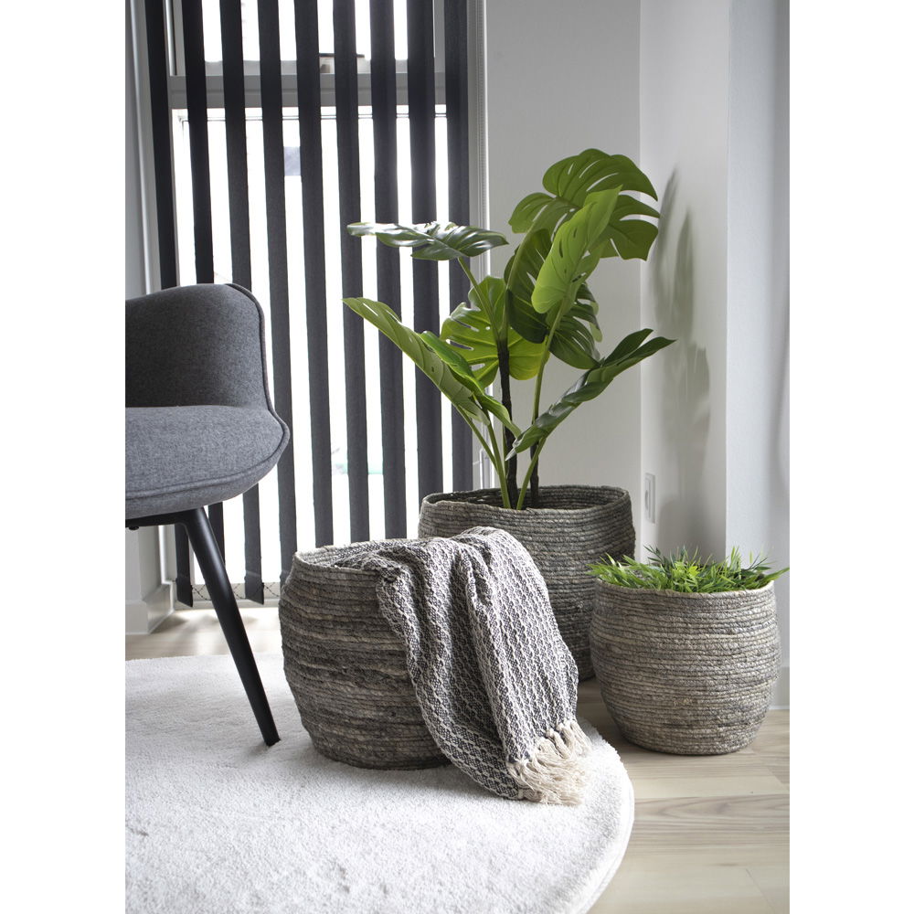 Tivoli Baskets - Baskets, maize leaves, grey set of 3