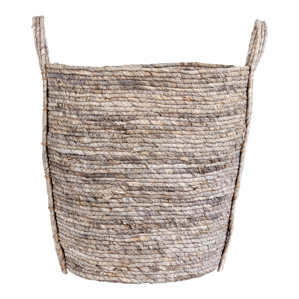 Udine Basket - Basket, maize leaves, grey ø41x49 cm