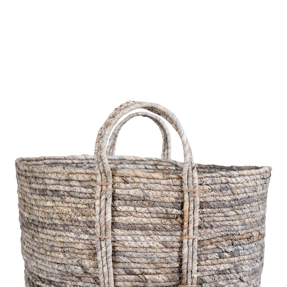 Udine Basket - Basket, maize leaves, grey ø41x49 cm