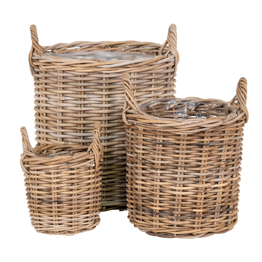 Sema Baskets - Baskets, kubu rattan, natural set of 3