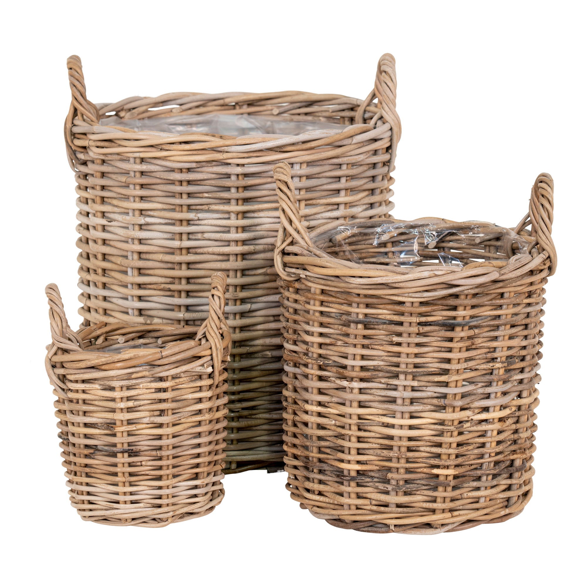 Sema Baskets - Baskets, kubu rattan, natural set of 3