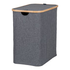 Noto Laundry Basket - Laundry basket, bamboo/textile, dark grey 54x33x54 cm