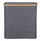 Noto Laundry Basket - Laundry basket, bamboo/textile, dark grey 54x33x54 cm
