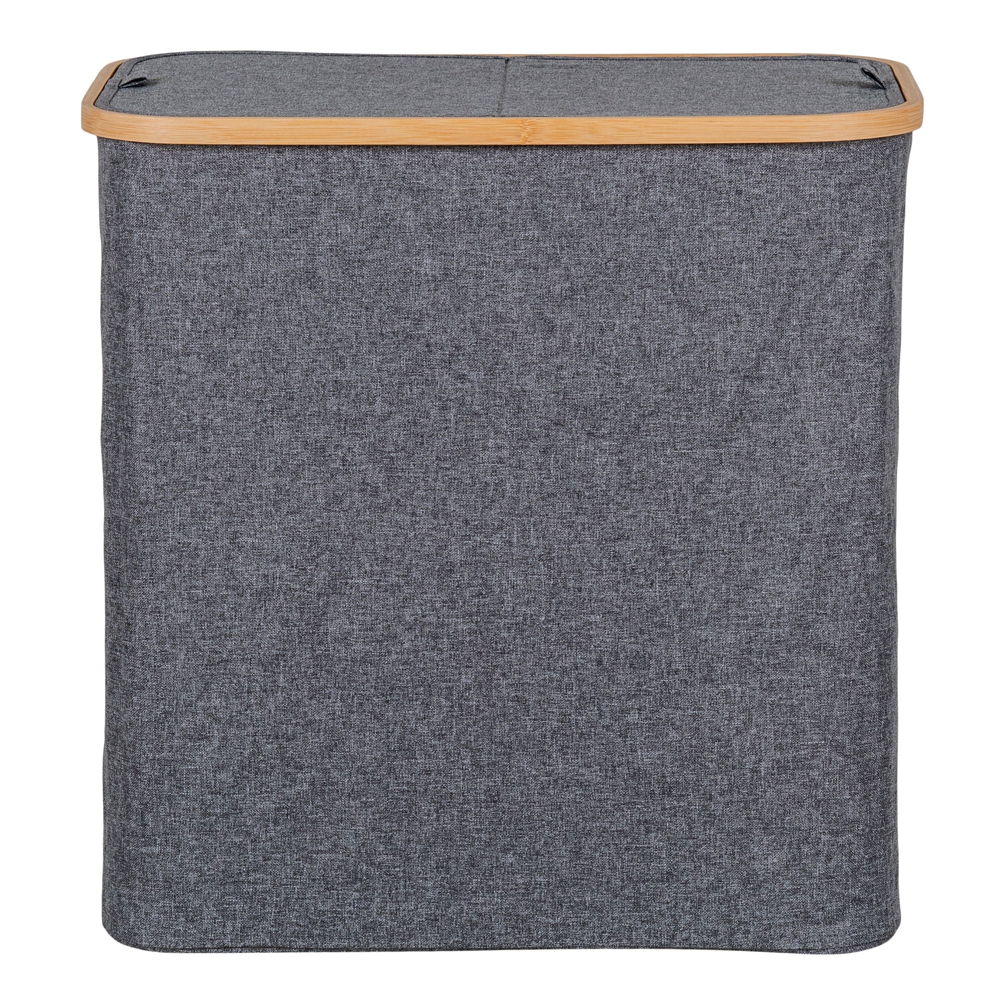 Noto Laundry Basket - Laundry basket, bamboo/textile, dark grey 54x33x54 cm