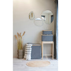 Noto Laundry Basket - Laundry basket, bamboo/textile, dark grey 54x33x54 cm