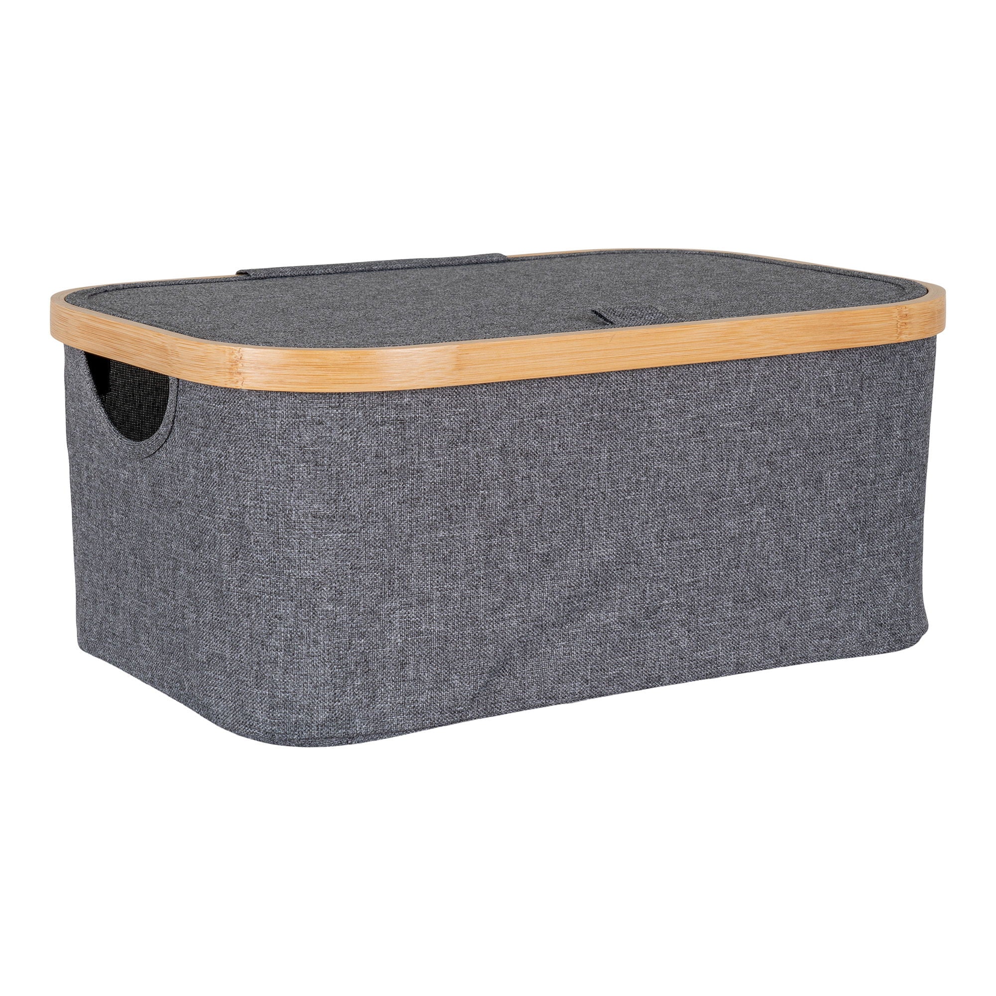 Noto Basket - Basket, bamboo/textile, dark grey 38x26x16 cm