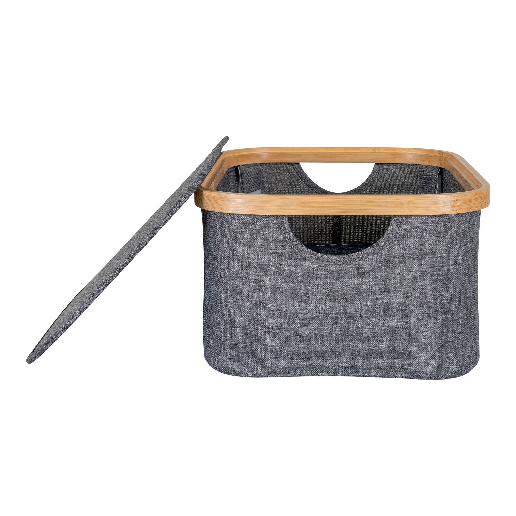 Noto Basket - Basket, bamboo/textile, dark grey 38x26x16 cm