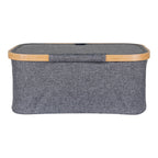 Noto Basket - Basket, bamboo/textile, dark grey 38x26x16 cm