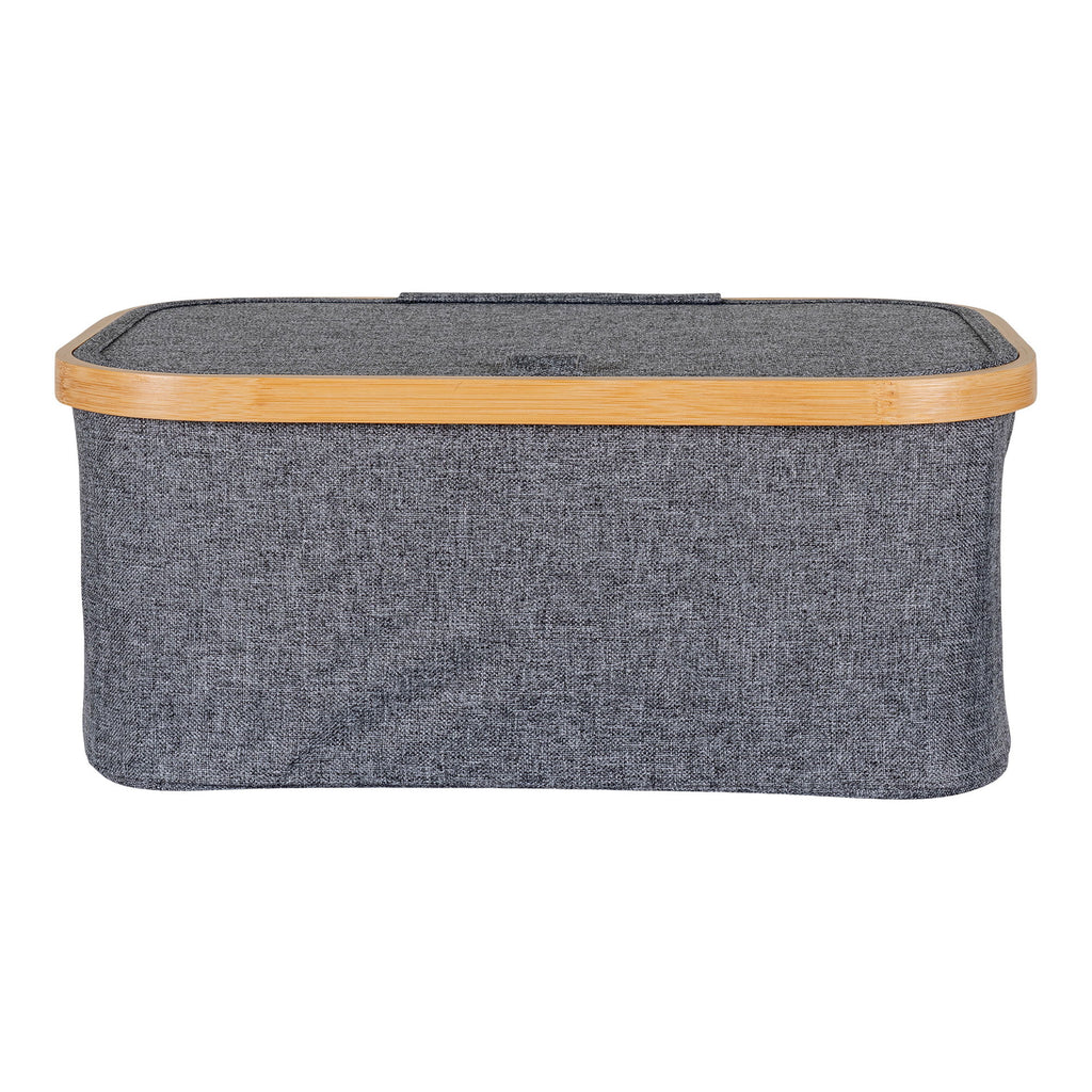 Noto Basket - Basket, bamboo/textile, dark grey 38x26x16 cm