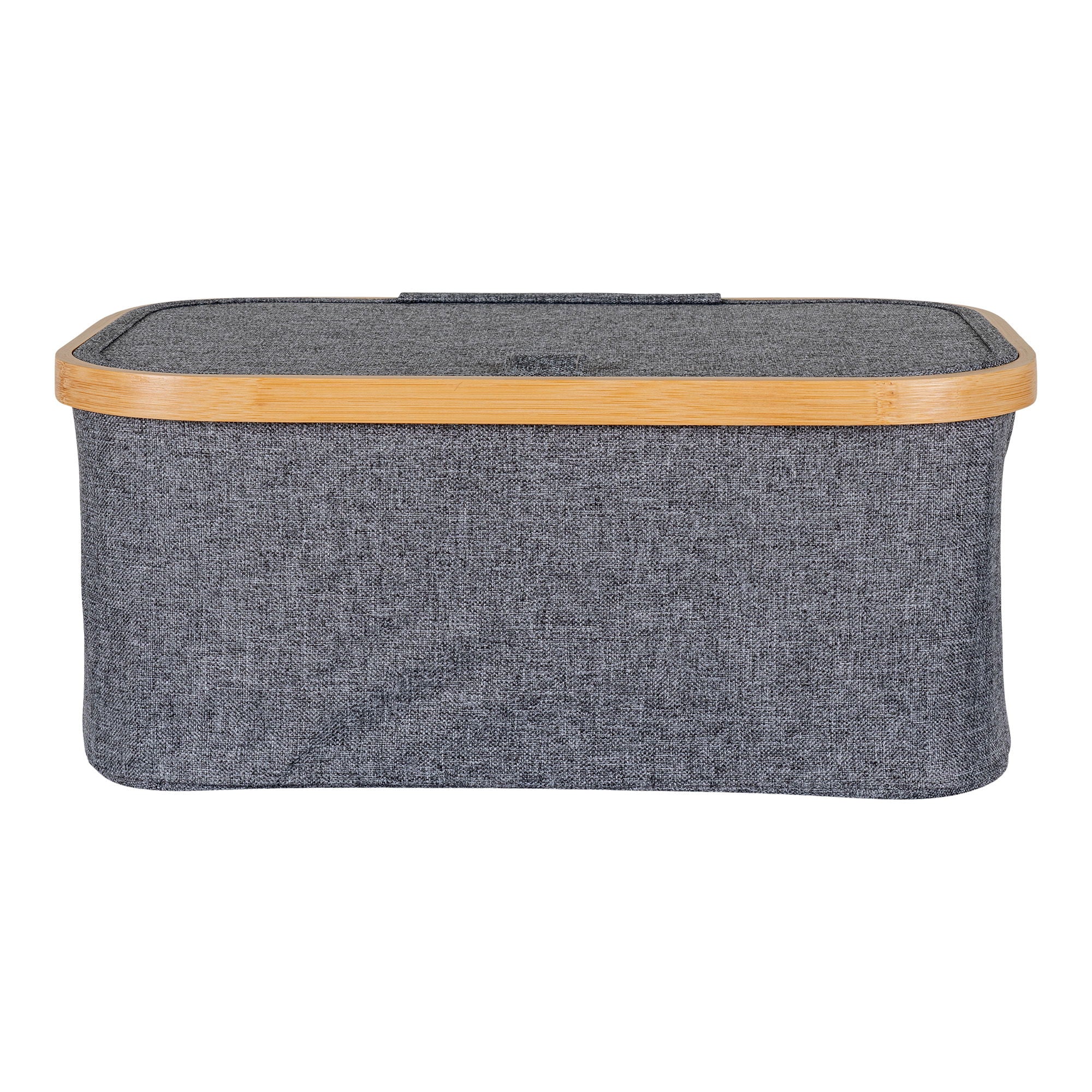 Noto Basket - Basket, bamboo/textile, dark grey 38x26x16 cm