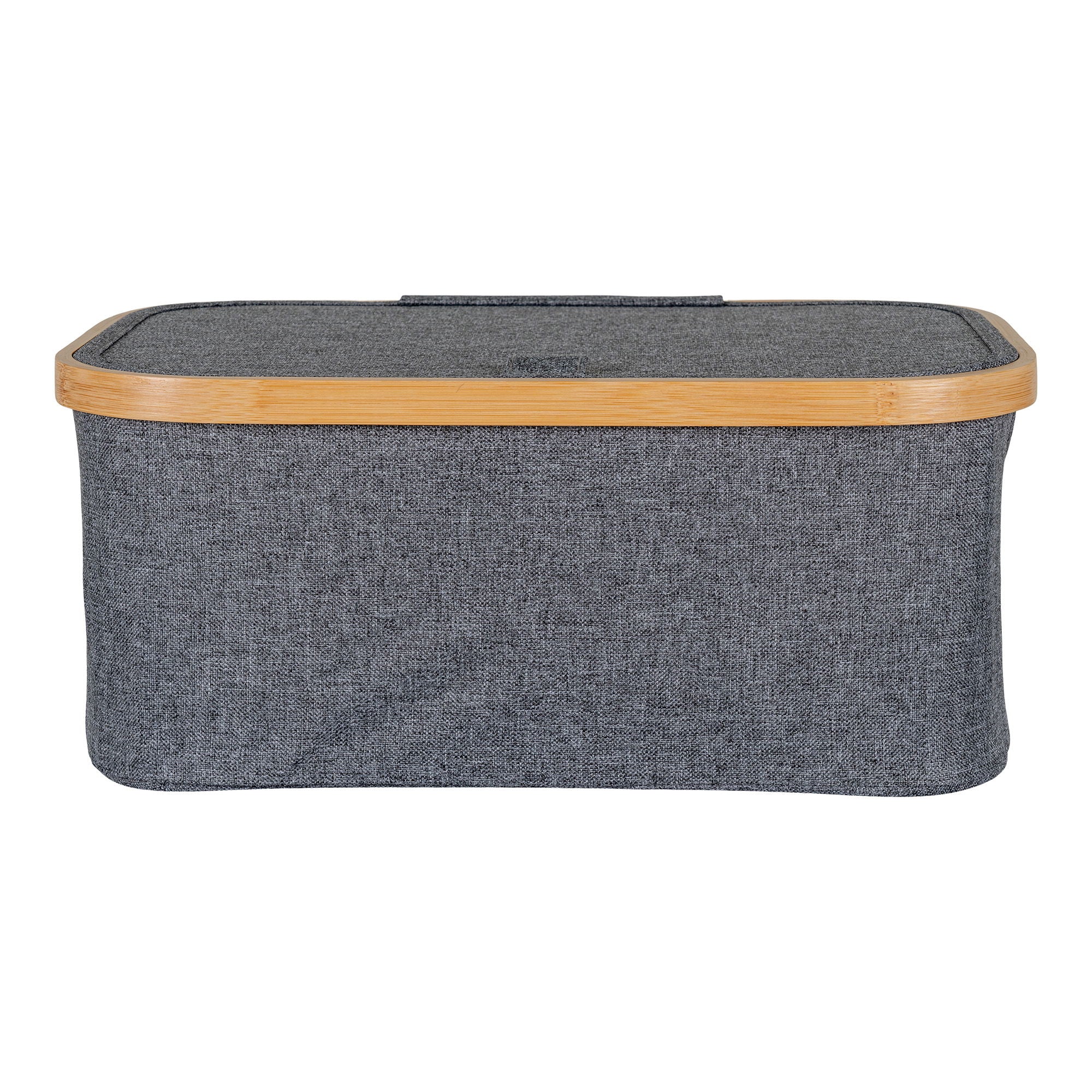 Noto Basket - Basket, bamboo/textile, dark grey 38x26x16 cm