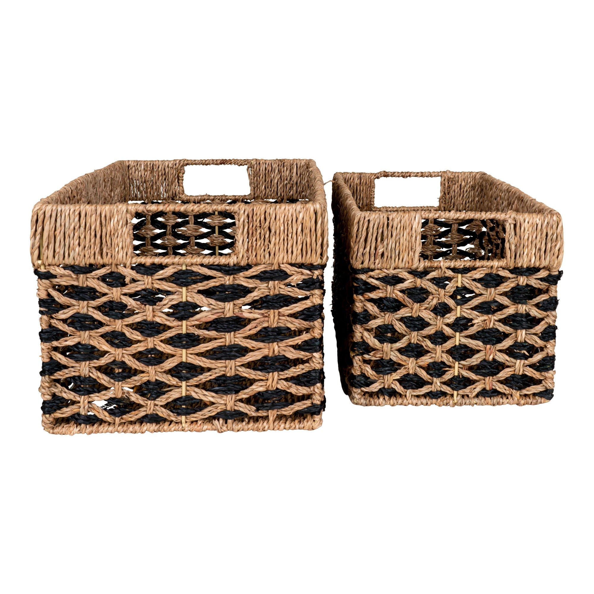 Salar Baskets - Baskets, seagrass, black/nature set of 2