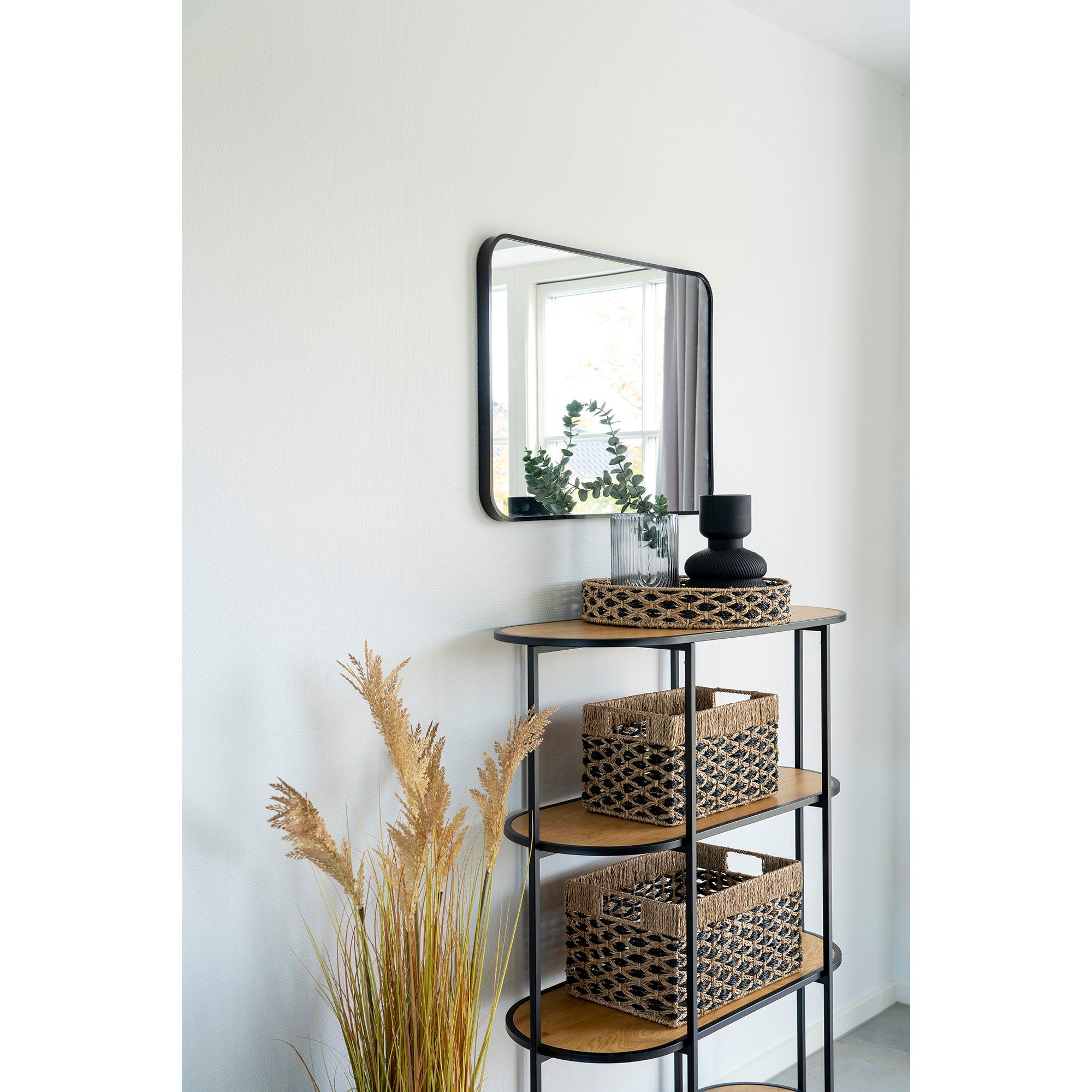 Salar Baskets - Baskets, seagrass, black/nature set of 2