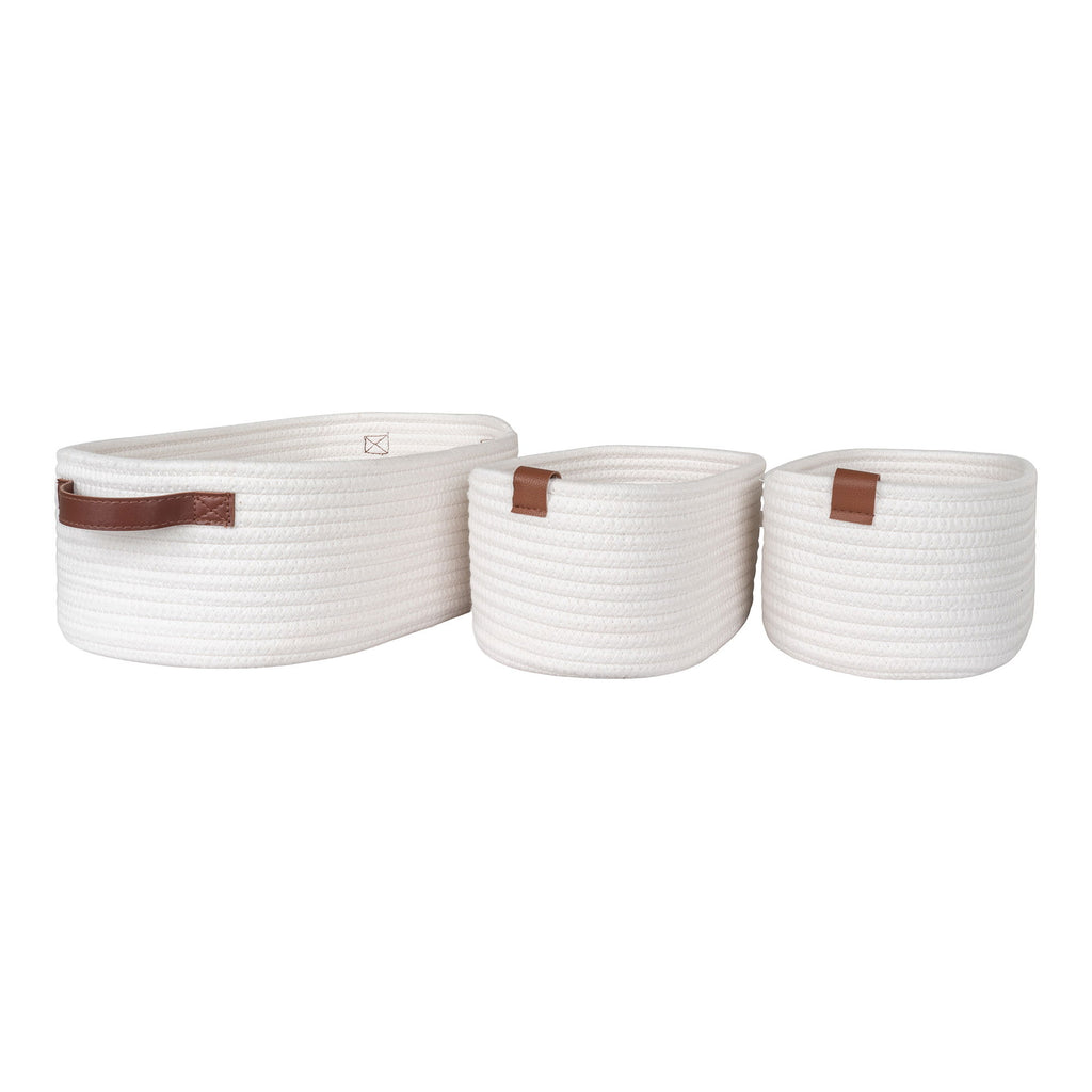 Jarana Baskets - Baskets, cotton, white set of 3
